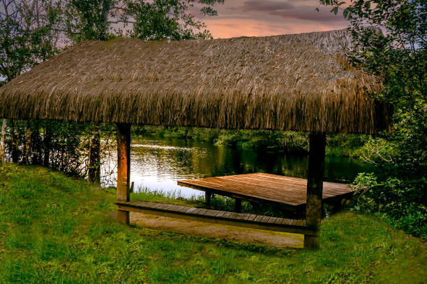 istock old wooden hut at a lake 1436833157