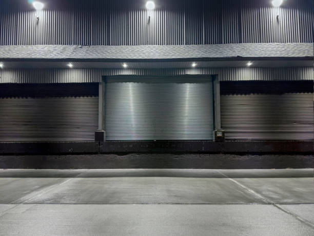 istock Closed warehouses at nightime 1436836936