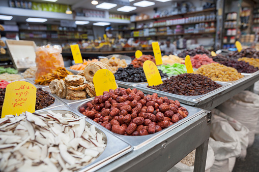 dried fruit market in the medina of Fez, Morocco