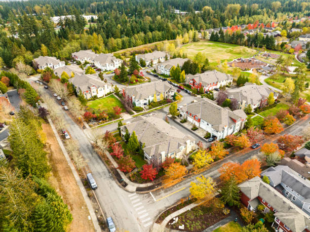 istock Townhouses in Fall 1436840812