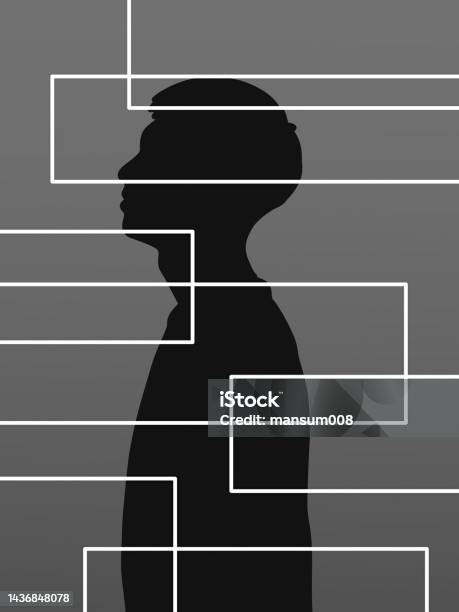 Shape Man Black Shape Man On Gray Background Stock Illustration - Download Image ...