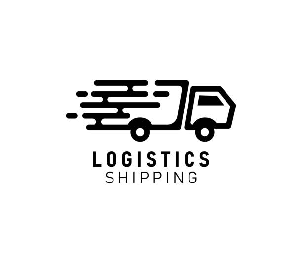 ilustracja znaku ikony wysyłki logistycznej - delivering freedom shipping truck stock illustrations