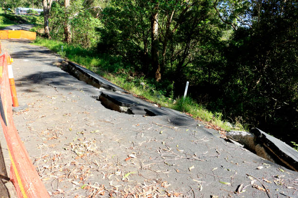 istock Broken Baracades around Road Damaged  from Torrential Rainfalls in the Sunshine Coast Hinterland 1436856413