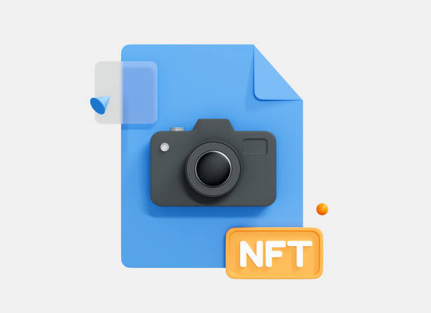 istock 3D NFT non-fungible token with camera and digital image. Blockchain technology. NFT collectibles market. Crypto art concept. Cartoon creative design icon isolated on white background. 3D Rendering 1436862338