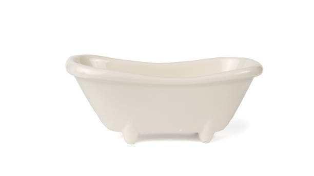 istock Ceramic classic bathtub isolated on a white background. Minimal concept. 1436868729