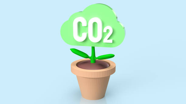 облачное дерево co2 для эко или экологической концепции 3d-рендеринга - lower level стоковые фото и изображения