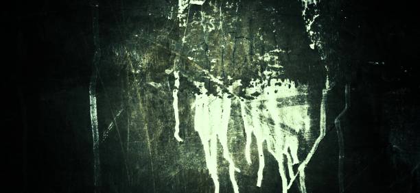 istock Cement texture full of scratches, scary dark concrete wall background 1436874904