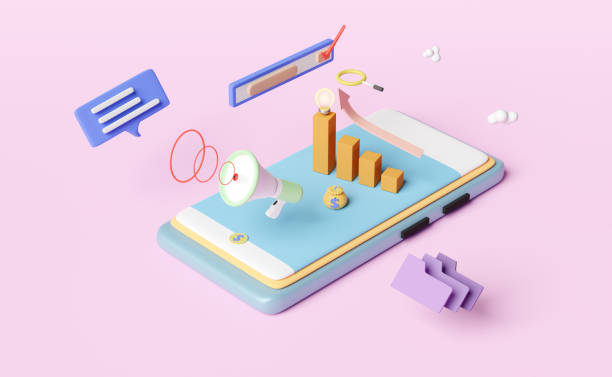 istock mobile phone or smartphone with charts and graph, analysis business financial data, Online marketing isolated on pink pastel background ,3d illustration or 3d render 1436882167