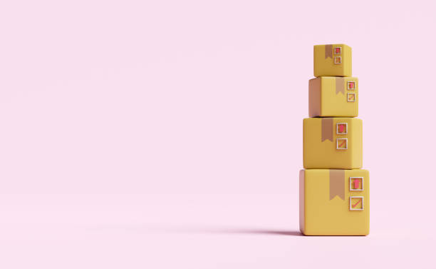 istock stacked goods cardboard box with space isolated on pink background.concept 3d illustration or 3d render 1436884654