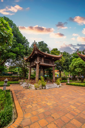 view of Van Mieu Quoc Tu Giam or The Temple of Literature was constructed in 1070, first to honor Confucius and In 1076,Quoc Tu Giam as the first university of Vietnam, in Hanoi city, Vietnam