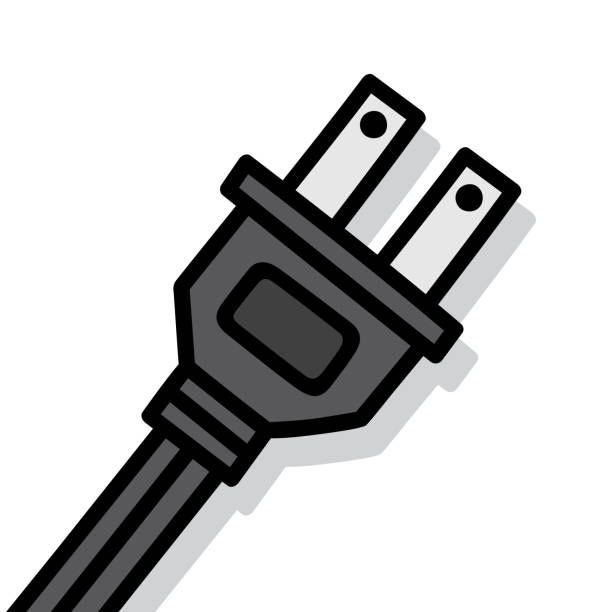 Plug Doodle 6 Vector illustration of a hand drawn electrical plug against a white background. power cable illustrations stock illustrations