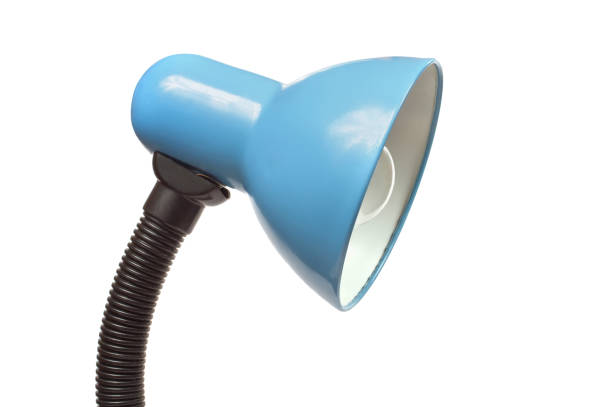 istock Blue lamp with a light bulb on a white background. 1436901980