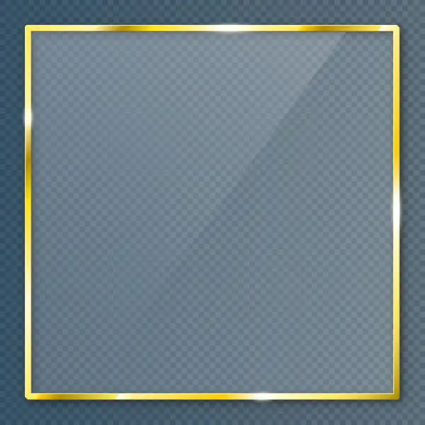 Vector illustration of Gold shiny frame on transparent background.