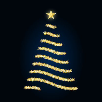 Vector stylised Christmas Tree made from tinsel garland. Carefully layered and grouped for easy editing.