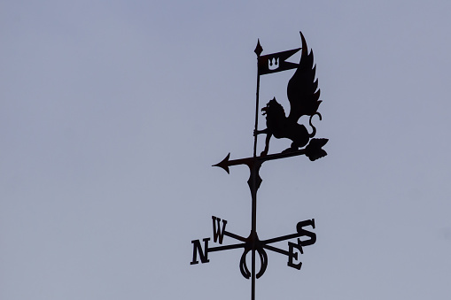 Weather Vane Against Blue Sky in the Home Garden
