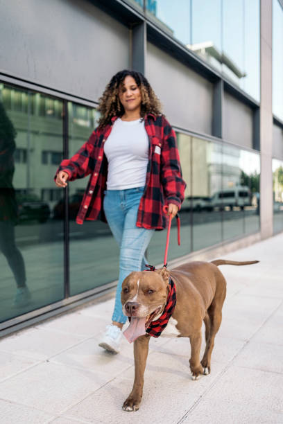 istock African Woman Walking her Dog 1436905348