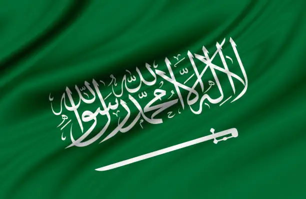 Saudi Arabia flag, Statement translation: There is no God but Allah, Muhammad is the Messenger of Allah, use it for national day and and country national occasions.