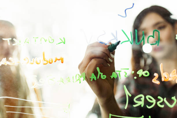 istock Writing plans on glass wall in the office! 1436909965
