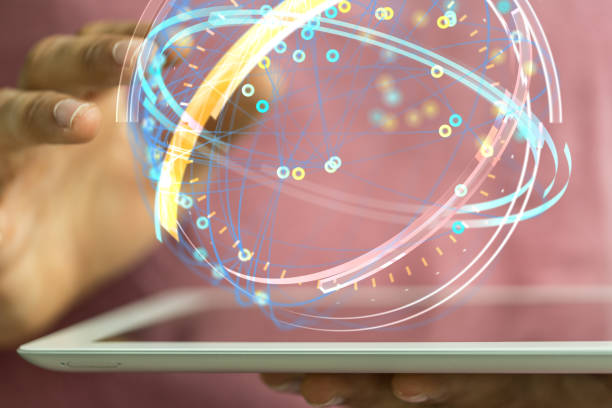 istock A globe hologram with interconnected dots on a businessman's tablet - world wide web concept 1436911012