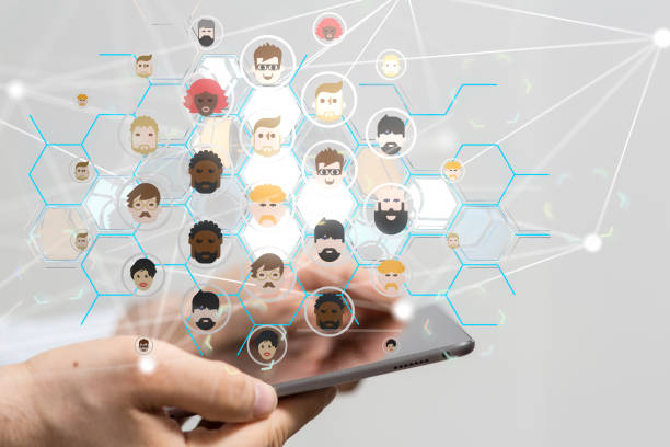 istock 3D rendered futuristic users connected to each other held in a person's hand 1436911197