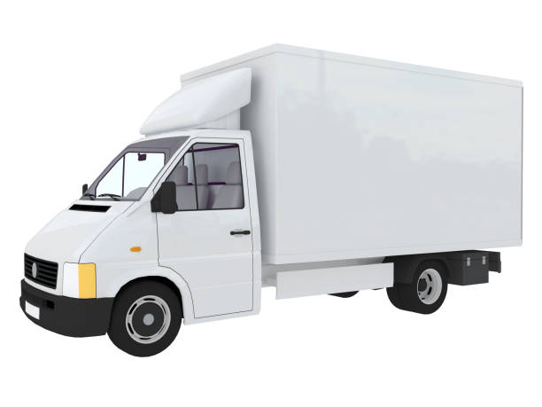 istock 3D rendering of a truck on white background 1436911282