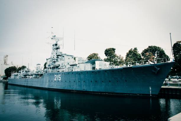 WW11 Navy ships in Battleship Cove, Fall River, MA, USA