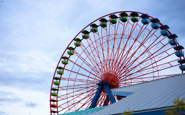 Sandusky, United States – June 18, 2021: A Ferris wheel in the amusement park in Ohio, Cedar Point.