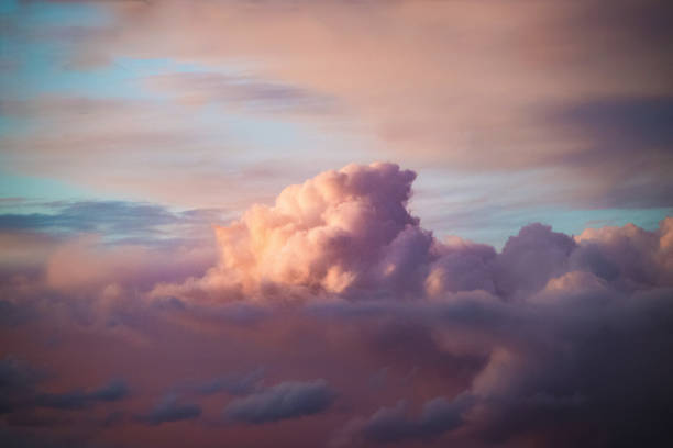 istock Cloudy sky during a beautiful pastel sunset in the evening for wallpapers and backgrounds 1436913034