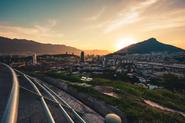 The view of Monterrey at sunset. Mexico.