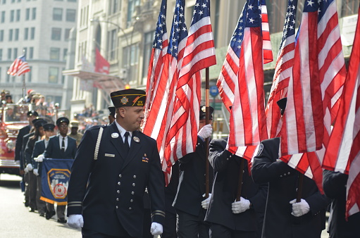 New York, United States – November 09, 2019: The soldiers during the Veterans Day Parade in New York City