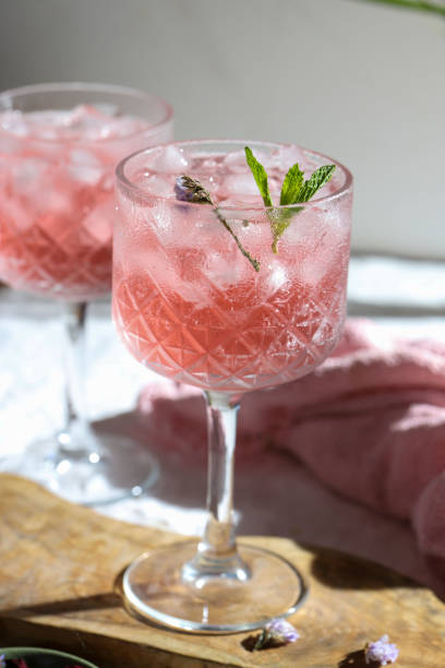 istock Iced rose cocktails decorated with spearmint 1436916130