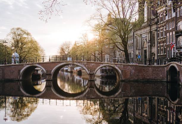 istock Keizersgracht (Emperor's canal) in Amsterdam with its arches reflection on the water 1436916533