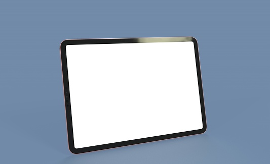 Mockup of a modern black space gray digital tablet isolated on a white background
