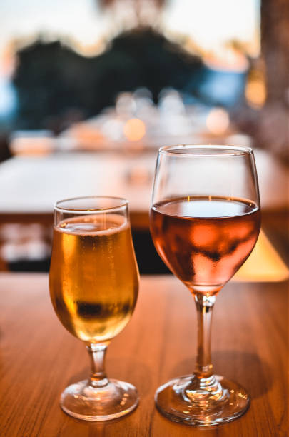 istock Soft focus of wine in glass goblets on a restaurant table 1436918035