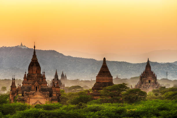 istock Sunset over Bagan ancient city in Myanmar 1436920245