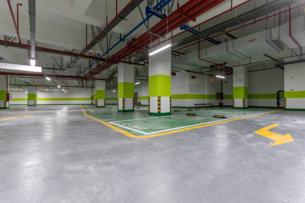 istock Empty and unfinished underground parking lot 1436920983