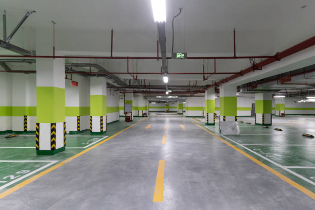 istock Empty and unfinished underground parking lot 1436921117
