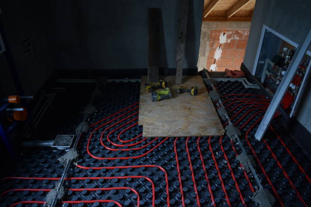 istock Shot of a room under construction equipped with pipe and fitting system for radiant floor 1436924244