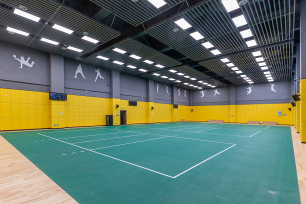 istock Empty indoor sport venues being improved 1436925099