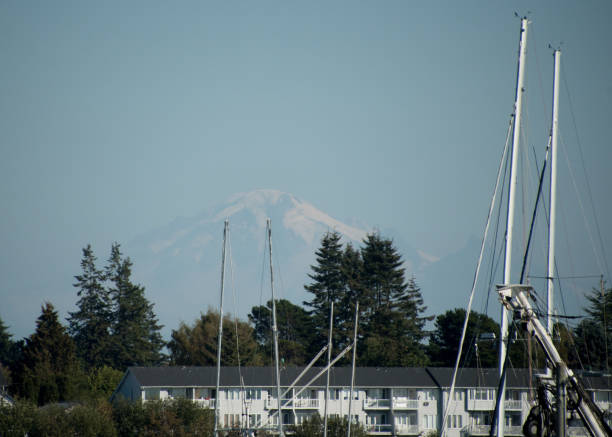 Looking at Mount Baker over from Jorgensen Pier Looking at Mount Baker over from Jorgensen Pier, Blaine, Whatcom, Washington blaine washington stock pictures, royalty-free photos & images