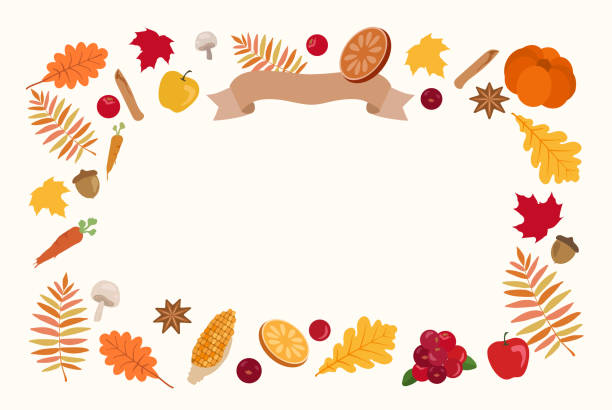 Thanksgiving greeting card template with autumn elements. Thanksgiving greeting card template with autumn elements. apple pie a la mode stock illustrations