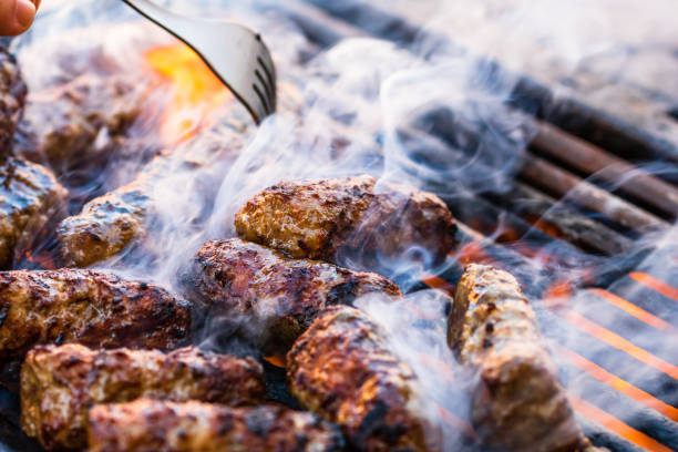 istock Close-up shot of meat rolls on a barbecue 1436931874
