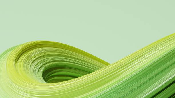 schöne 3d wellige verdrehte form abstrakte hintergrundtapete - grüne farbe stock-fotos und bilder