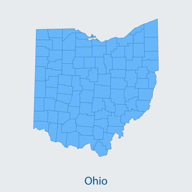 mapa ohio - ohio map county cartography stock illustrations