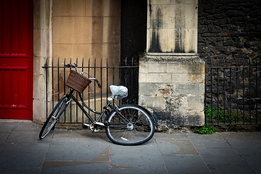 Broken bicycle on Trinity Street Cambridge.
