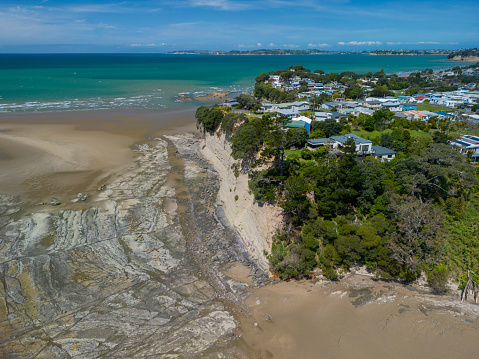 Aerial view of Auckland coastline in New Zealand