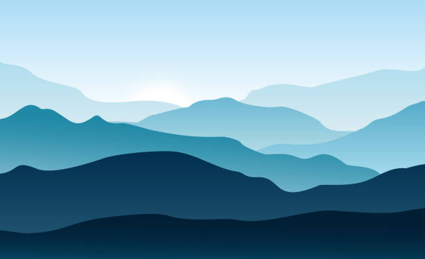 horizontal mountain  landscape - 山谷 幅插畫檔、美工圖案、卡通及圖標