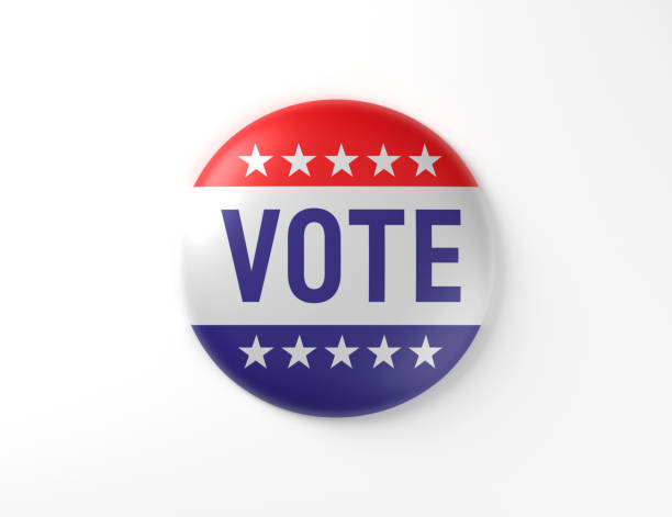 istock Vote USA Flag Badge 1436949178