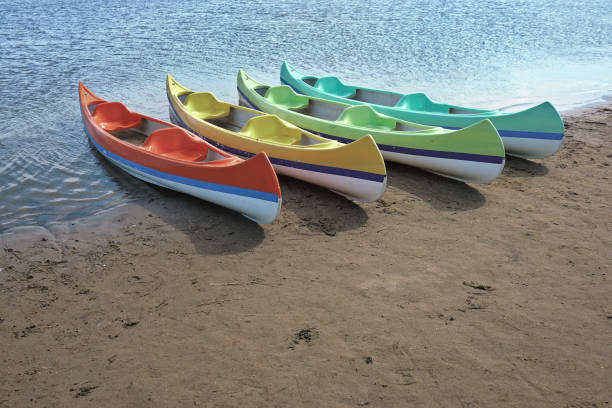 istock Colorful canoes on the shore. 1436950674