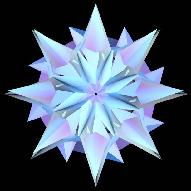istock 3D render. Abstract snowflake, kaleidoscope. Geometric background. 1436953859
